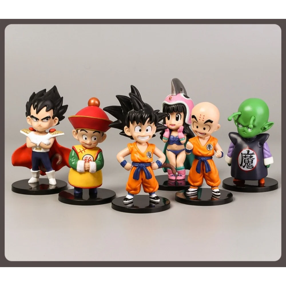

6 шт., фигурки Dragon Ball Q версии Goku Vegeta Krillin Piccolo, аниме, коллекционные модели, украшения для рабочего стола, подарок для вентилятора для любителей DB