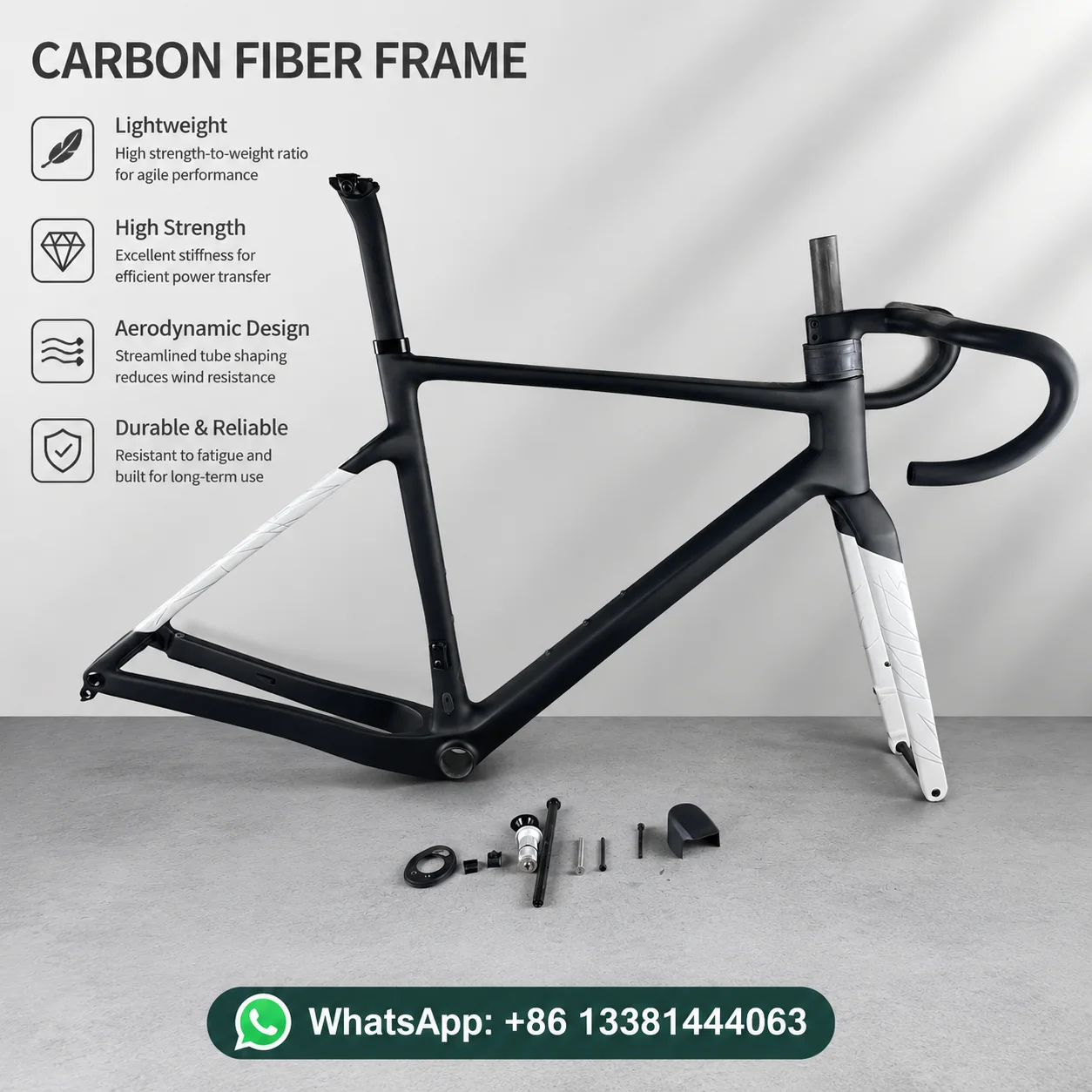 Addict RC Carbon Fiber Gravel Bike Frame Set, Disc Brake Road Bicycle Frameset with Fork Seatpost Headset Handlebar