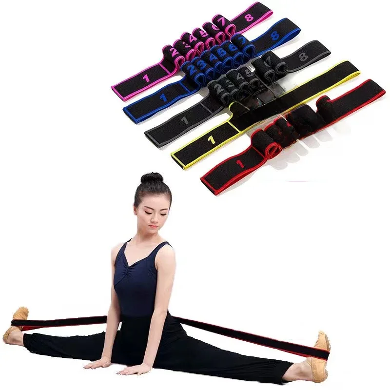 Ceinture d'étirement de Yoga de danse de Style 8 sections, ceinture de Tension de Fitness, Pilates, élasticité d'étirement numérique