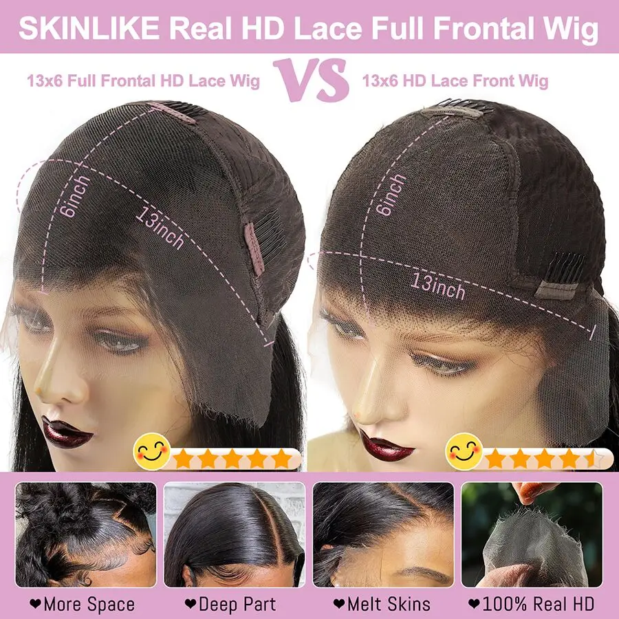 Wow Angel HD Full Frontal Perücken 36 Zoll Glatt Melt Skins 13x6 HD Lace Front Echthaarperücken Jungfrauenhaar Vorgezupft Ohne Klebstoff – Detail 10
