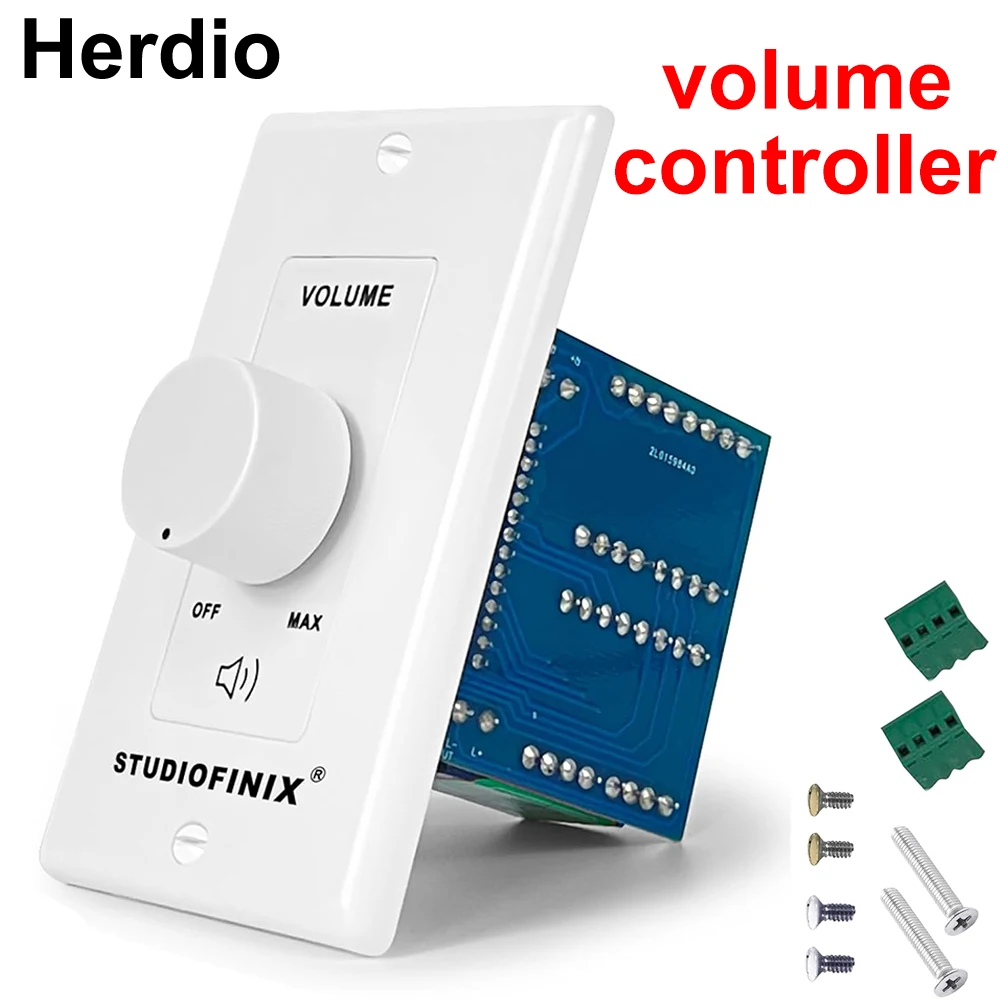 Herdio 100W Volume Control Knob Matching Impedance In Wall Home Audio Smart Speaker Stereo Controller Switch For Home Theater