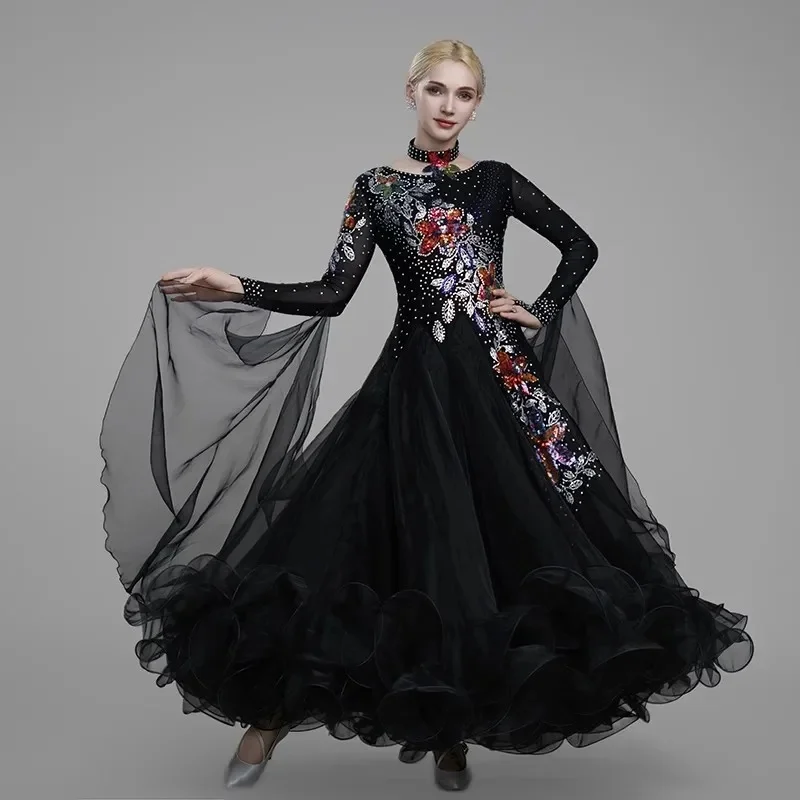 Aangepaste High-end Ballroom Danswedstrijd Jurk 2024 Nieuwe Vrouwen Nationale Standaard Moderne KledingTango Wals Stadiumkostuums - afbeelding 2