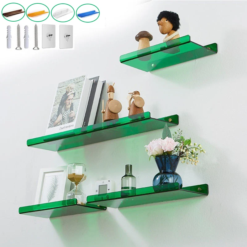 

Acrylic Floating Shelves Wall Mounted Bookshelf Colour Invisible Wall Shelf Display Storage Rack for Room Home Bathroom Kitchen