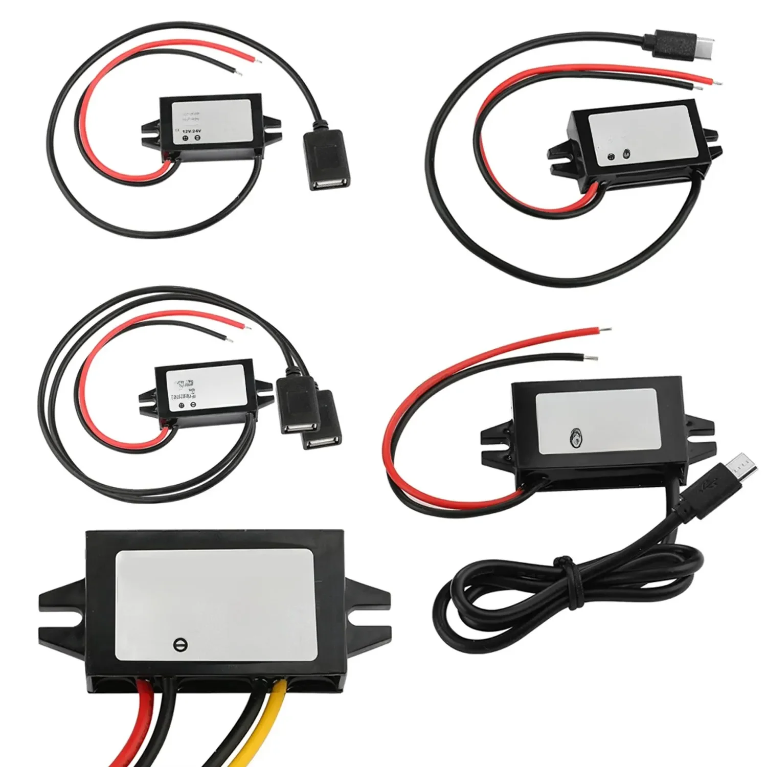 Impermeável Step Down Módulo Power Adapter, DC para DC Converter, Feminino, Tipo C, Dual USB, Open