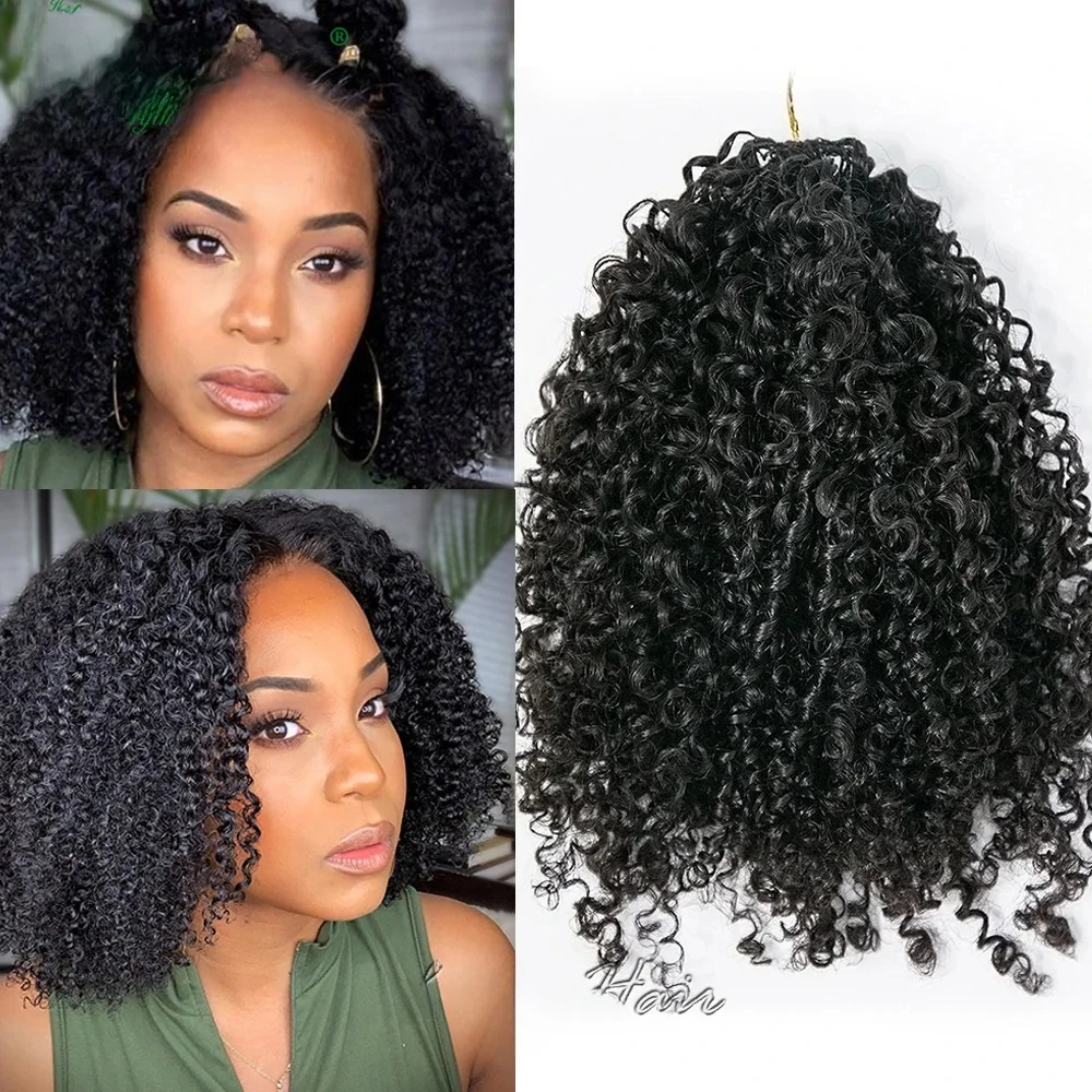 Strak Kinky Krullend Gehaakt Extensions van echt haar Voorgescheiden Herbruikbaar Veren Gehaakt haar Onzichtbaar Micro Loop Gehaakt haar - afbeelding 2