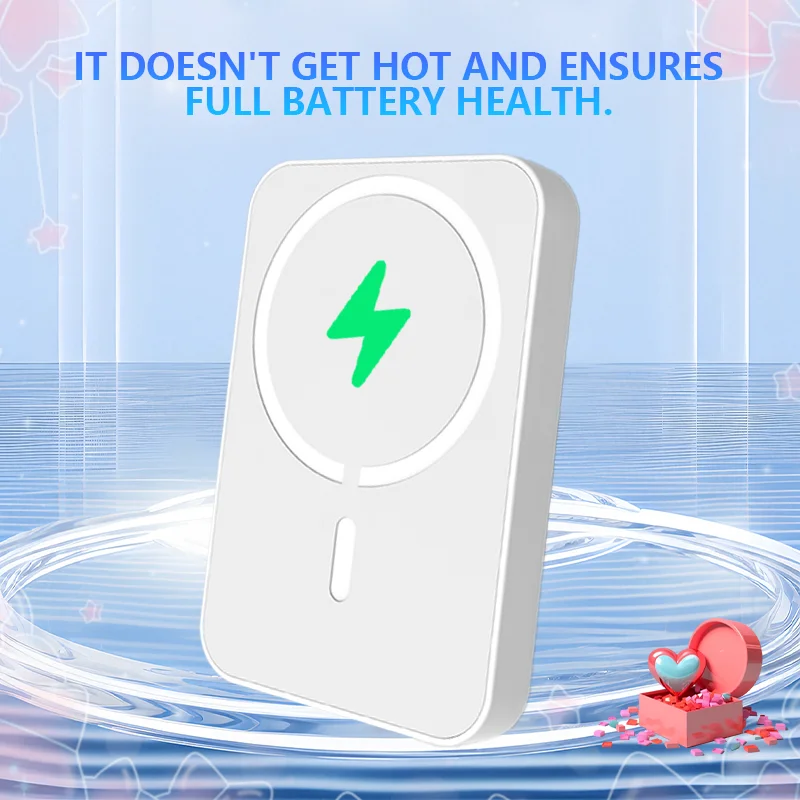 Juego de fuente de alimentación inalámbrica magnética para teléfono móvil, 5000 Mah, 5W, con soporte, pantalla Digital, juego de fuente de alimentación de 5000 Mah