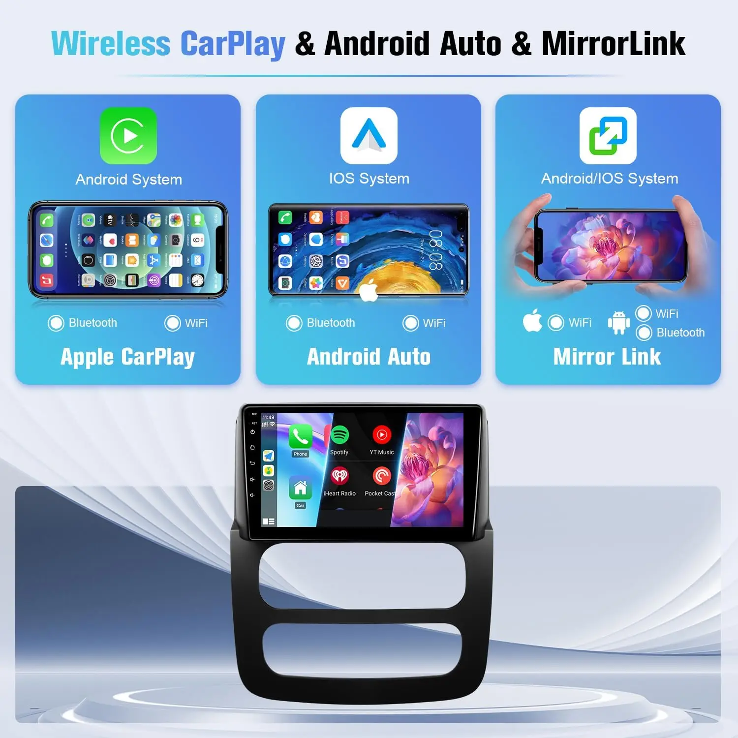 9-дюймовый беспроводной автомобильный радиоприемник для Dodge RAM 1500 2500 3500 2002-2005 Carplay Android Auto с сенсорным экраном Автомобильная стереосистема с резервной камерой WIFI