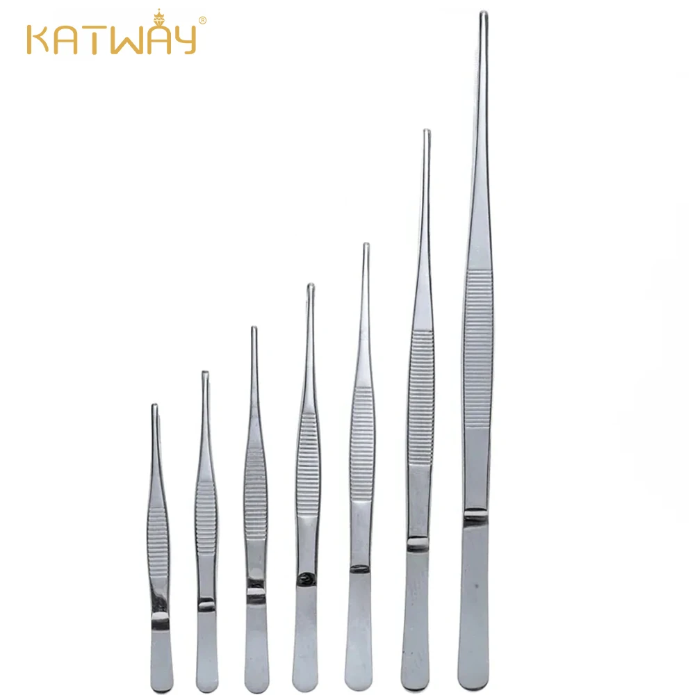 

KATWAY Anti-Iodine Long Straight Forceps Thickened Elbow Straight Head 12.5cm-30cm, 430 Stainless Steel Medical Tweezers HH-AA28