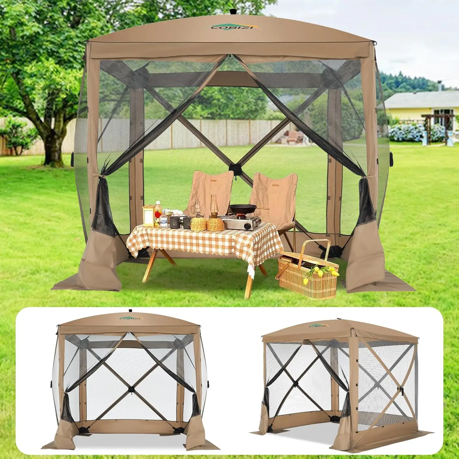 

8x8ft всплывающая альтанка, экран, дом, портативная палатка, уличный навес, навес от солнца, тент с сумкой для переноски, земляной кол, без боковой стены