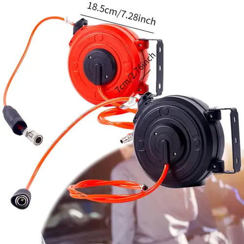 Carrete de manguera de aire retráctil automático, carrete de manguera de compresor de aire con bola de posicionamiento, rebobinado automático, taller de taller de taller de reparación de automóviles y garaje