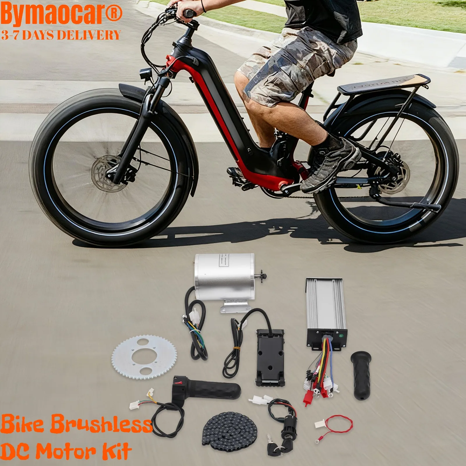 

3000W E-Bike 48-72V Conversion Kit with 3 Speeds Controller and Throttle Electric Brushless DC Motor for Scooter Motorcycle DIY