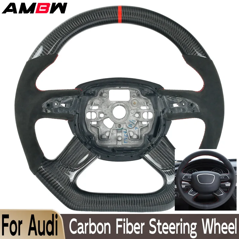 

Sports style For Audi A3 A4 A4L A5 A6L A7 Q5 Q7 LED display screen carbon fibre Customized Steering wheel Perforated leather