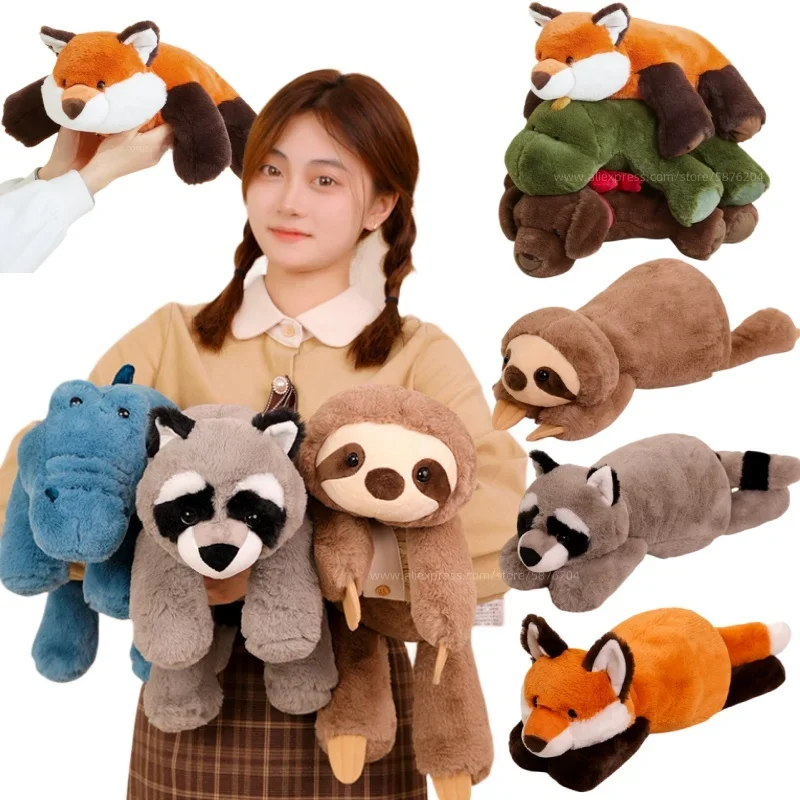 45-70cm Super miękkie leniwe puszyste pluszowe wypchane zwierzęta Plushie Szop pracz Lis Krokodyl Leniwiec Przytulanie Poduszka Prezent urodzinowy Chłopiec Dziewczyna — zdjęcie 2