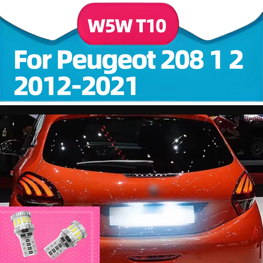 2x LED License Plate Lights W5W T10 CANbus For Peugeot 208 1 2 Accessories 2012 2013 2014 2015 2016 2017 2018 2019 2020 2021