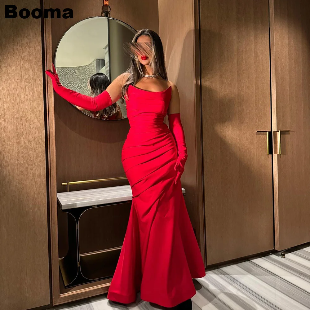 

Booma Elegant Mermaid Evening Dresses Sleeveless Pleats Long Formal Party Gowns for Women Saudi Arabic Prom Gown Dubai Customize