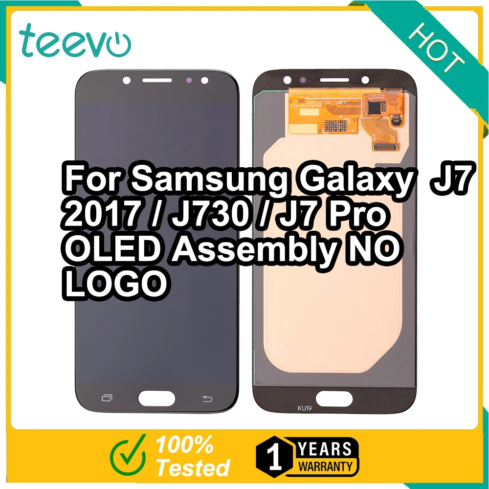 Teevo LCD For Samsung Galaxy J7 2017/J730/J7 Pro OLED Screen Display & Touch Screen Digitizer No logo Black