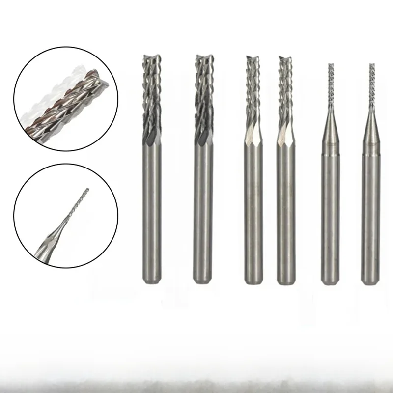 10 szt. Frezów do PCB z końcówką w kształcie kukurydzy 0,5-3,175 mm, trzpień 3,175 mm (1/8 cala) z węglika spiekanego, frez do PCB, frez do obróbki CNC — 2