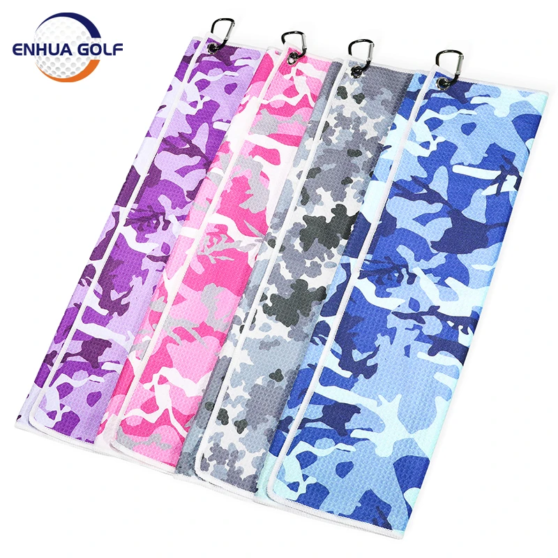 Golf Towel 20\'\'x16\'\' With Hook 4 Colors Microfiber Fabric For Golf Lovers Duty Clip Carabiner Accessories Beach Golf