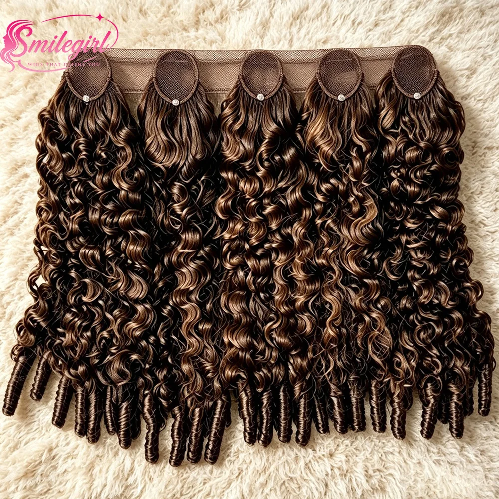 Chocolate Brown Burmese Curly Crochet Human Hair Knotless Pre-Separated Crochet Feather Hair Extensions Curly Miracle Knots For Braiding Raw Human Hair Extension
