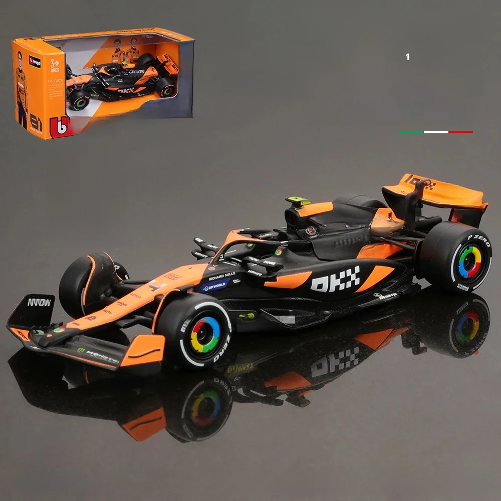 Bburago 1:43 2024 F1 Mclaren MCL38 Monaco Grand Prix voiture en alliage Miniature modèle moulé sous pression # 4 Lando Norris # 81 Jouet Oscar Piastri