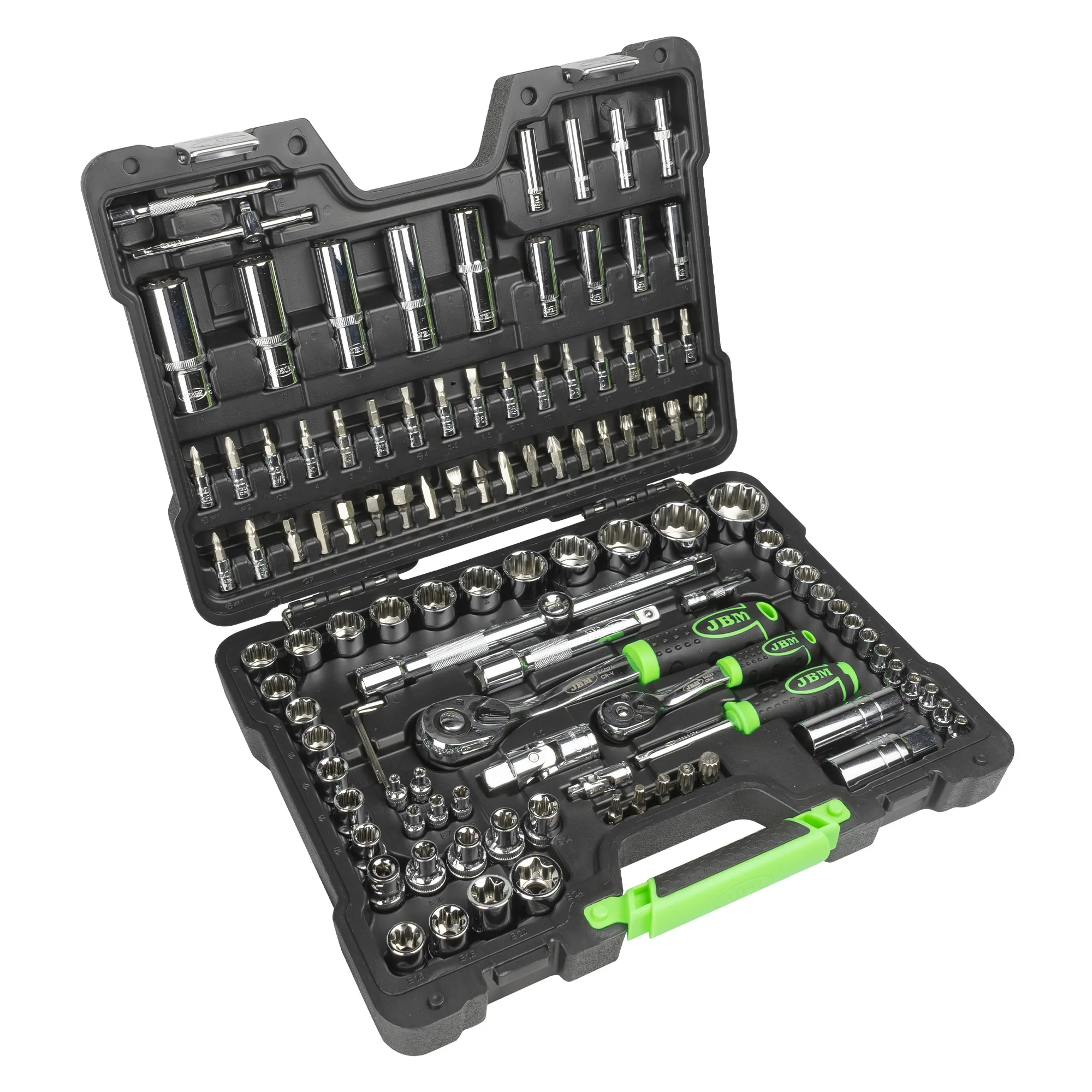 JBM 54047 professional tool case 113 PCs with 12 PCs Chrome cups