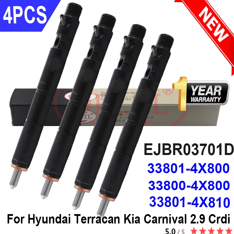 

4PCS EJBR03701D New Diesel Fuel Injector 33801-4X800 NOZZLE 33800-4X800 33801-4X810 For Hyundai Terracan Kia Carnival 2.9 Crdi