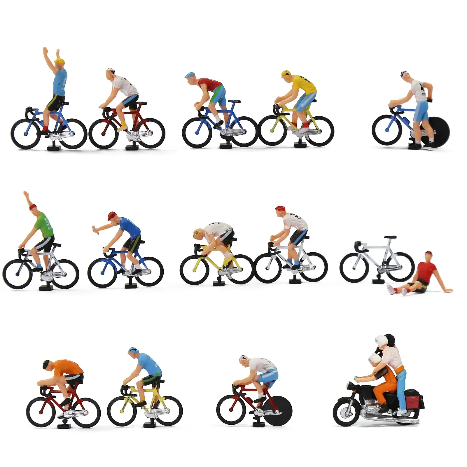 AliExpress Evemodel Model Trains HO Scale 1:87 Cyclist Rider Photographer 15 Different Poses Bicycle Motorcycle