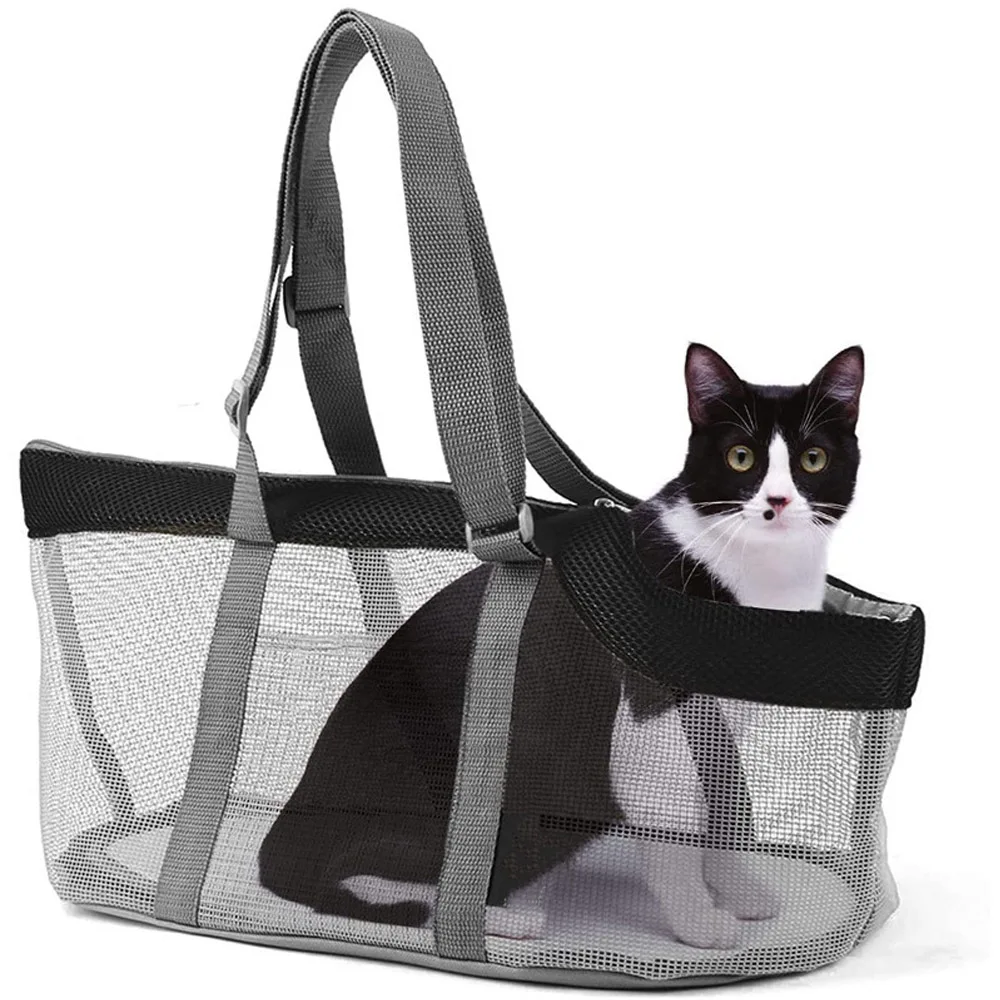 Mesh puppy bag with white/dog carrier sling back shoulder bag