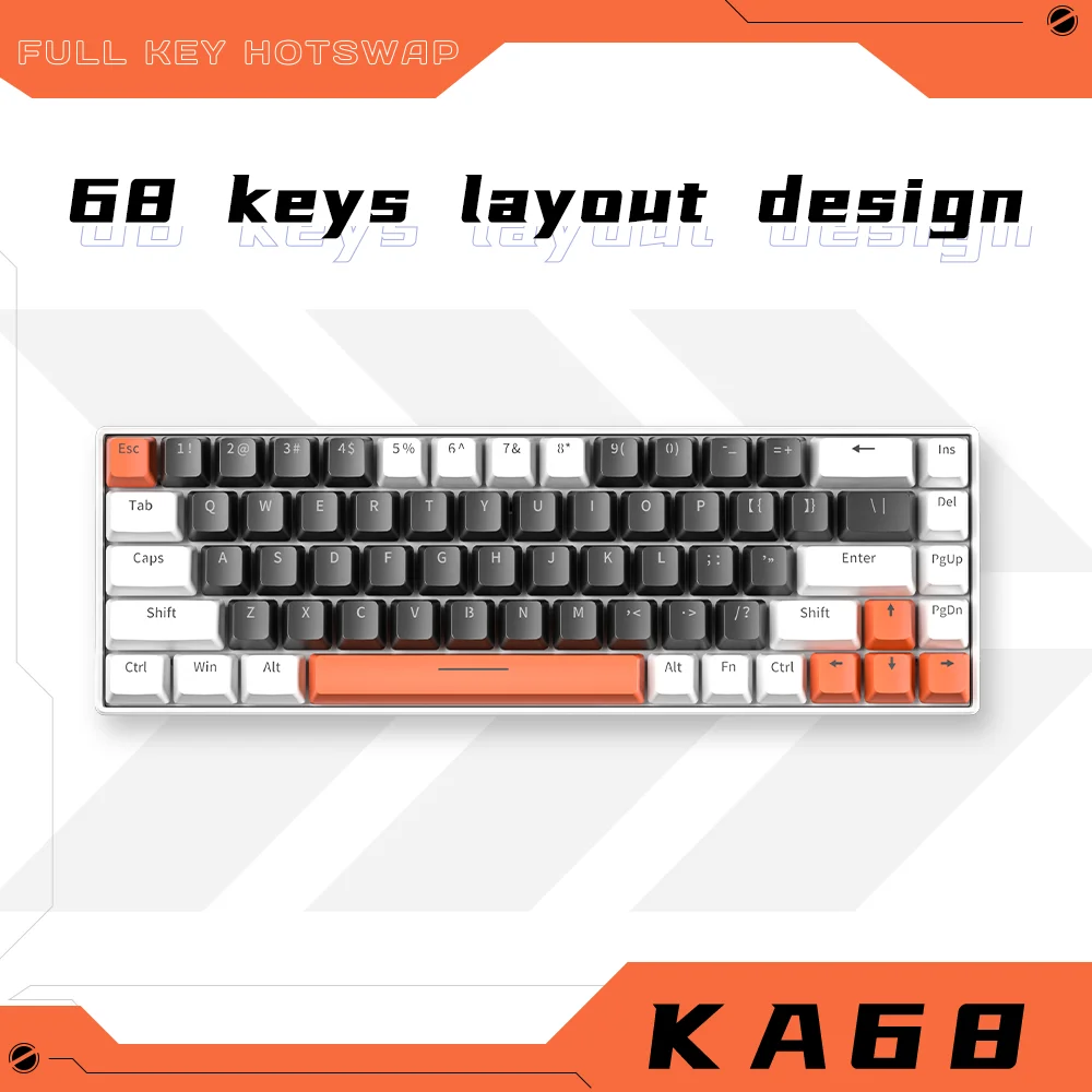 Ka68 Mechanical Keyboard Keycap Material Abs Keycap 68 Key Wired Three-Axis Key Wire Separation Supports Full Key No Punch