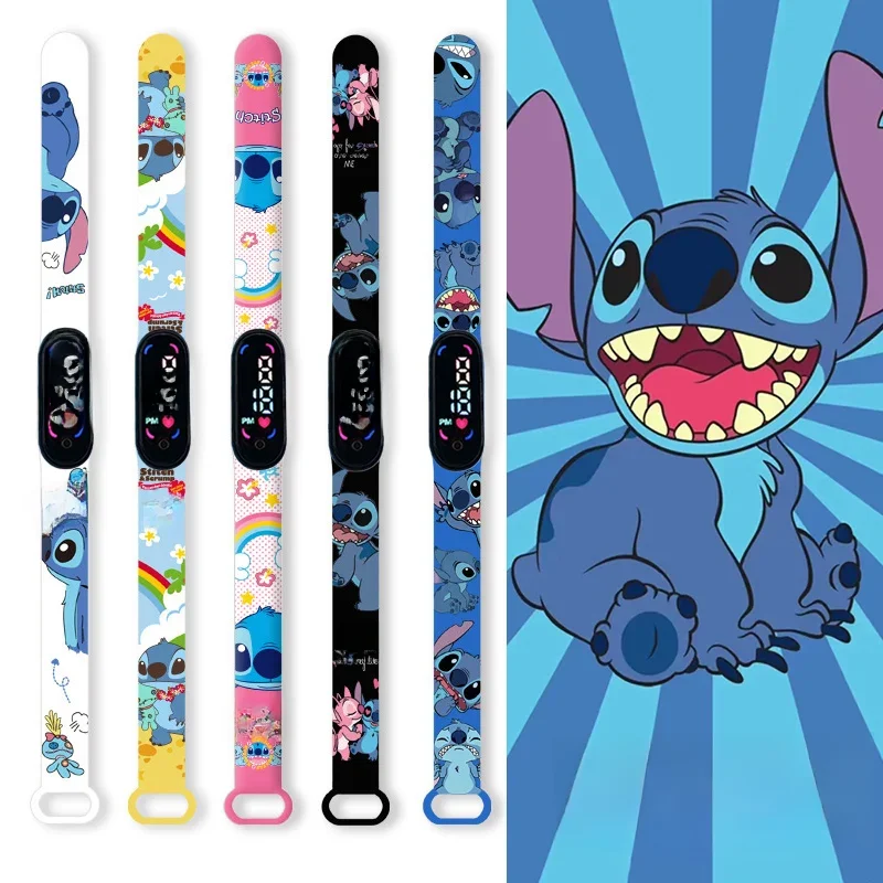 Disney Cartoon Stitch zegarki dla dzieci dziewczyny modna bransoletka LED kobiety zegarek dla dzieci elektroniczny cyfrowy wodoodporny zegar — zdjęcie 2