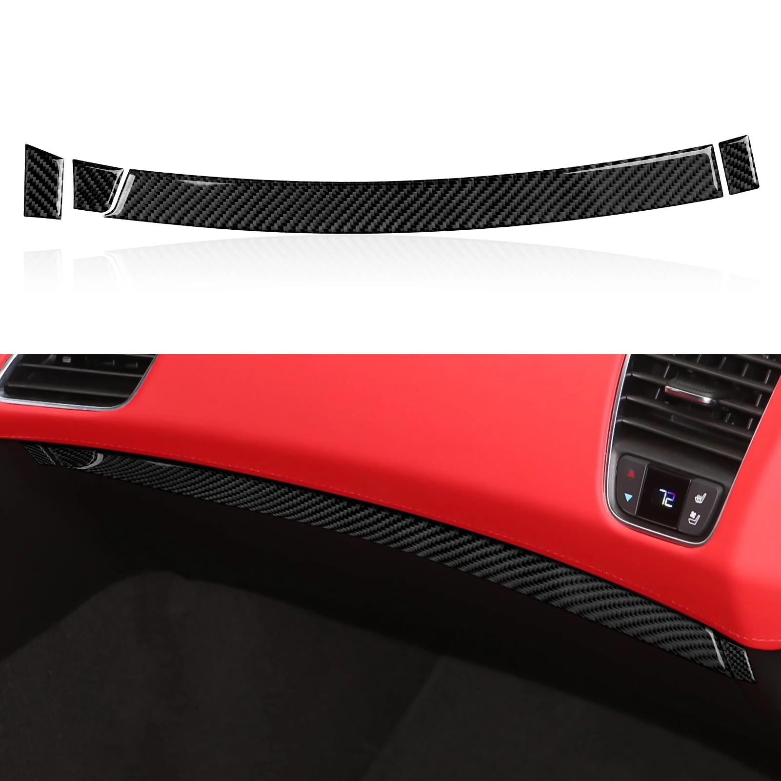 

Car Co-Pilot Glove Box Trim Strip Sticker Decal Carbon Fiber Trims Cover for Chevrolet Corvette C7 2014 -2019 Accessories