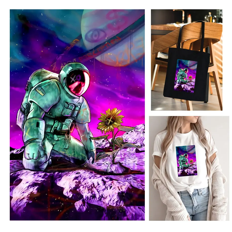 Beautiful Star Sky Patches For Clothing DIY A-Level Washable T-Shirts Heat Transfer Thermal Stickers Astronaut Iron On Appliqued