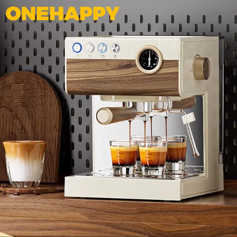 

ONEHAPPY Italian household and commercial small semi-automatic coffee machine steam milk foam espresso