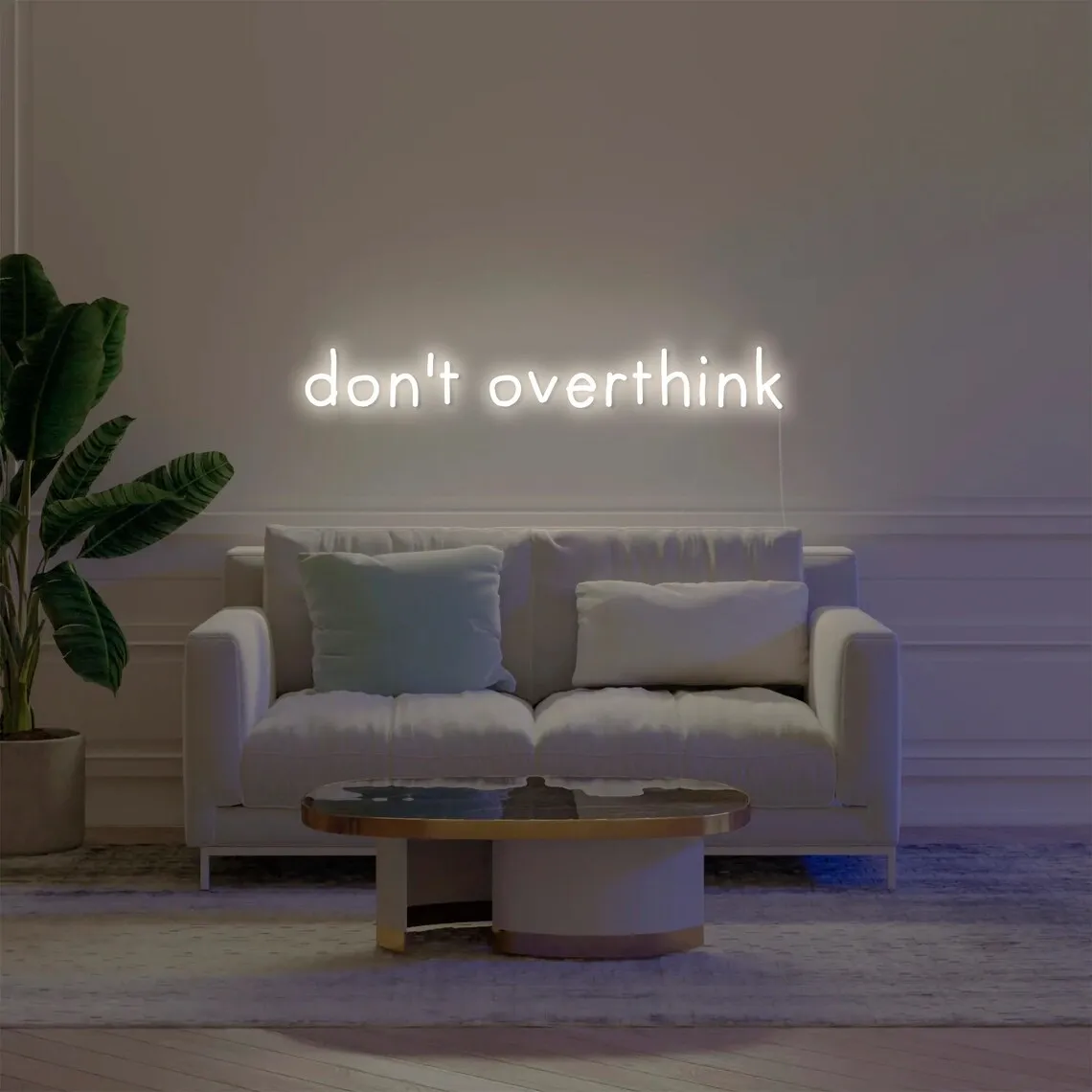 Don't Overthink Text Neon Sign, Personalized LED Neon Light Room Wall Decorations, Custom Text Lamp, Daily Mindfulness Reminder