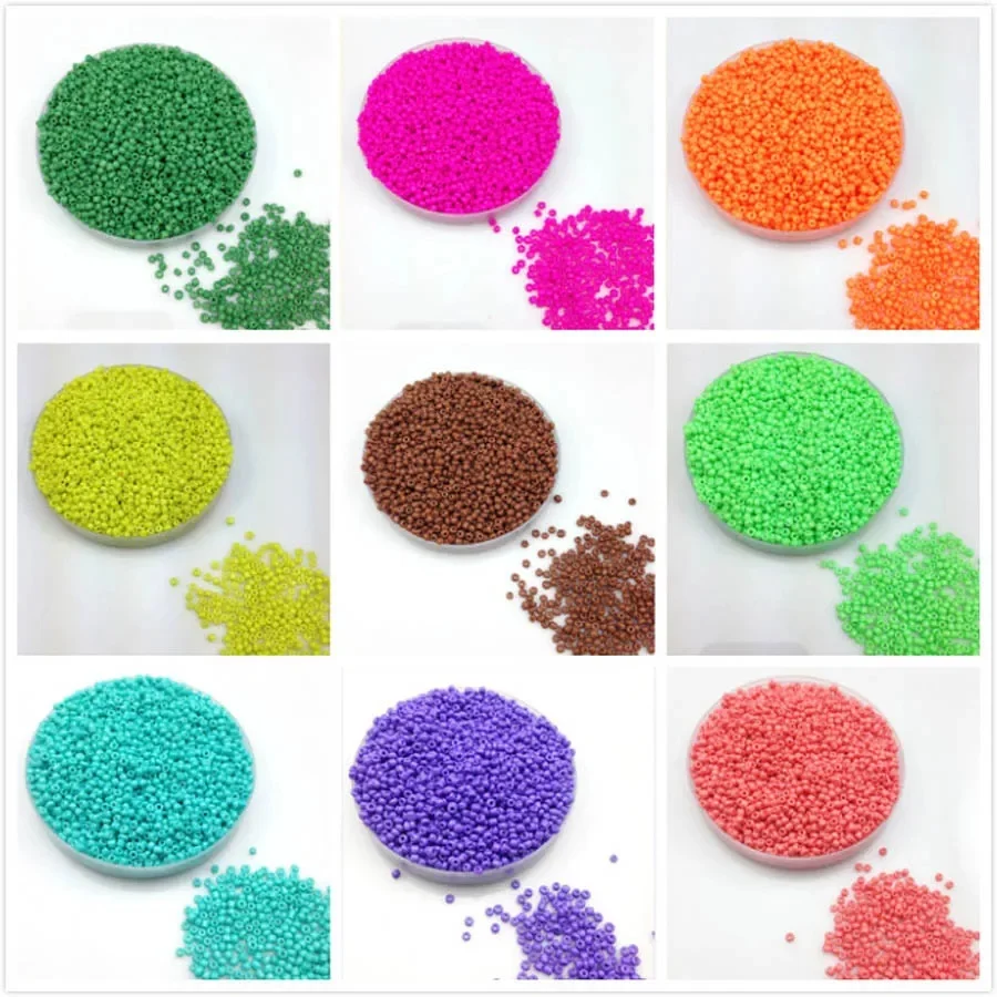 16g 1000szt 2mm Okrągłe koraliki do odzieży w kolorze neonowym Luźne koraliki dystansowe Cezch Szklane koraliki Ręcznie robiona biżuteria DIY Making Bead LS2M — zdjęcie 2