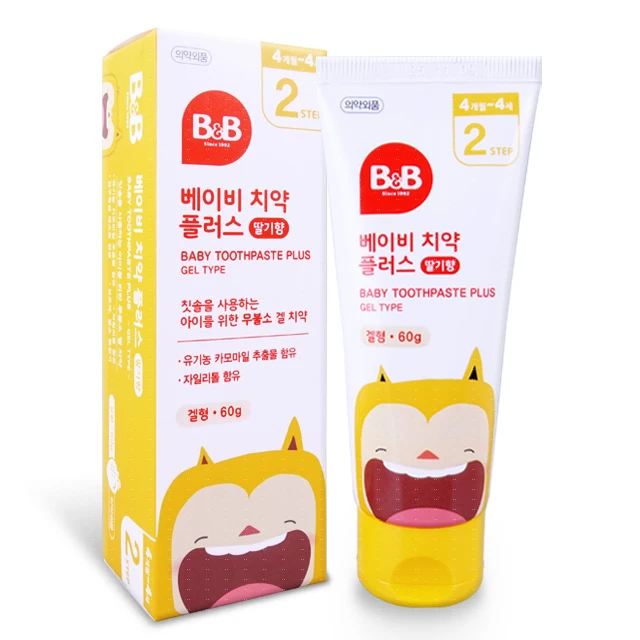 비앤비 베이비 치약 플러스 딸기향 겔형 60g, 4개월~4세 유아치약