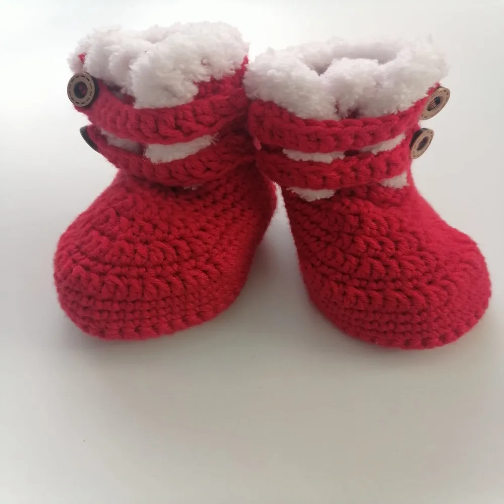 Gift For Christmas Newborn Double Set Deer Figure Handmade Baby Knitted Crochet Shoes Rattle Healthy