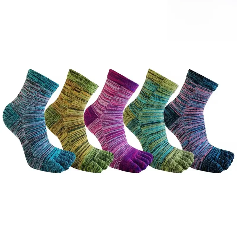 1/5 Paar bunte 5-Finger-Socken für Geschäftsmann, Baumwolle, gestreift, jung, lässig, schweißabsorbierend, fröhliches Partykleid, kurze Zehensocken