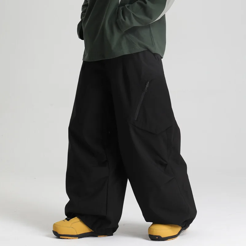 

GSOU SNOW Men Ski Jacket Women Snowboard Trouser Loose Style Zipper Pocket Waterproof Windproof Breathable Winter Wear for Sport