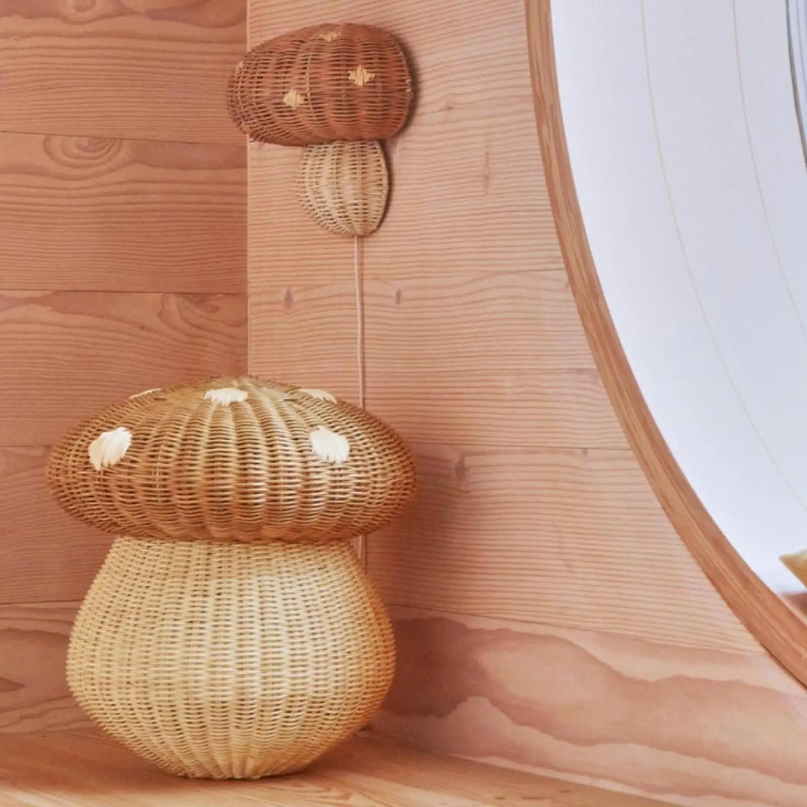 1x Rattan Woven Lampshade Rustic Wall Hanging Lamp Shade Lamp Bulb Cover for Farmhouse Study Areas Bedrooms Children Rooms Decor