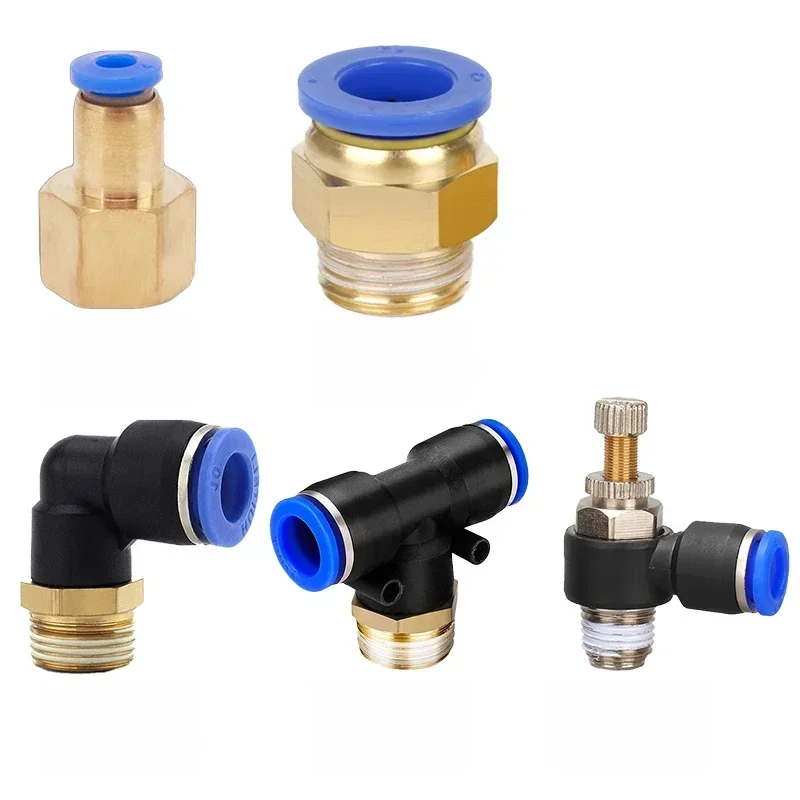 Raccord de connecteur d'air pneumatique PC/PCF/SL/PB/PL 10mm 12mm 14mm 16 filetage M5 3/4 "1 raccords de tuyaux à 2 voies connecteurs rapides de tuyaux