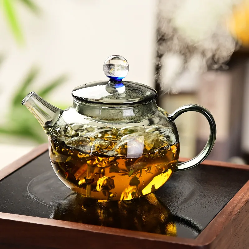 

High Temperature Resistant Glass Teapot with Strainer Hole, Hand Gripping Bowl, Household Kung Fu Teaware Accessories, 200ml