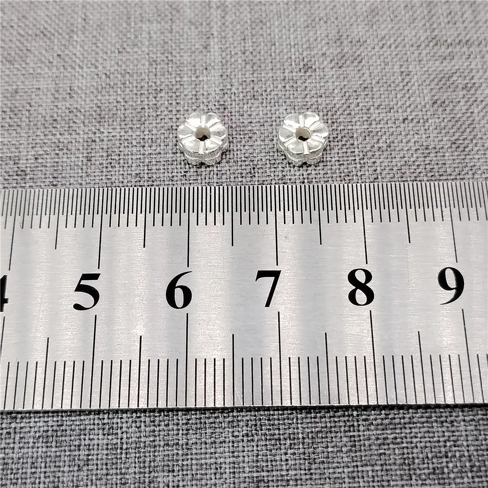 2 Pieces of 925 Sterling Silver Shiny Flower Beads 2-Sided Blossom Spacer for Bracelet Necklace 5.5mm