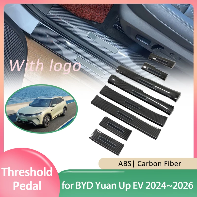 Car Door Sill Scuff Plate for BYD Yuan Up EV 2024~2026 2025 ABS Welcome Pedal Threshold Guards Cover Sticker Decals Accessories