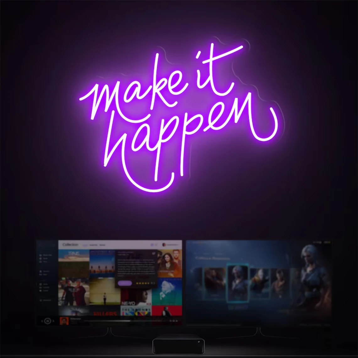 Make it happen Neon Sign Studio, Gym, Home, Bar, Cafe, Restaurant, Office Living Room Art Wall Decor Personalized Gift