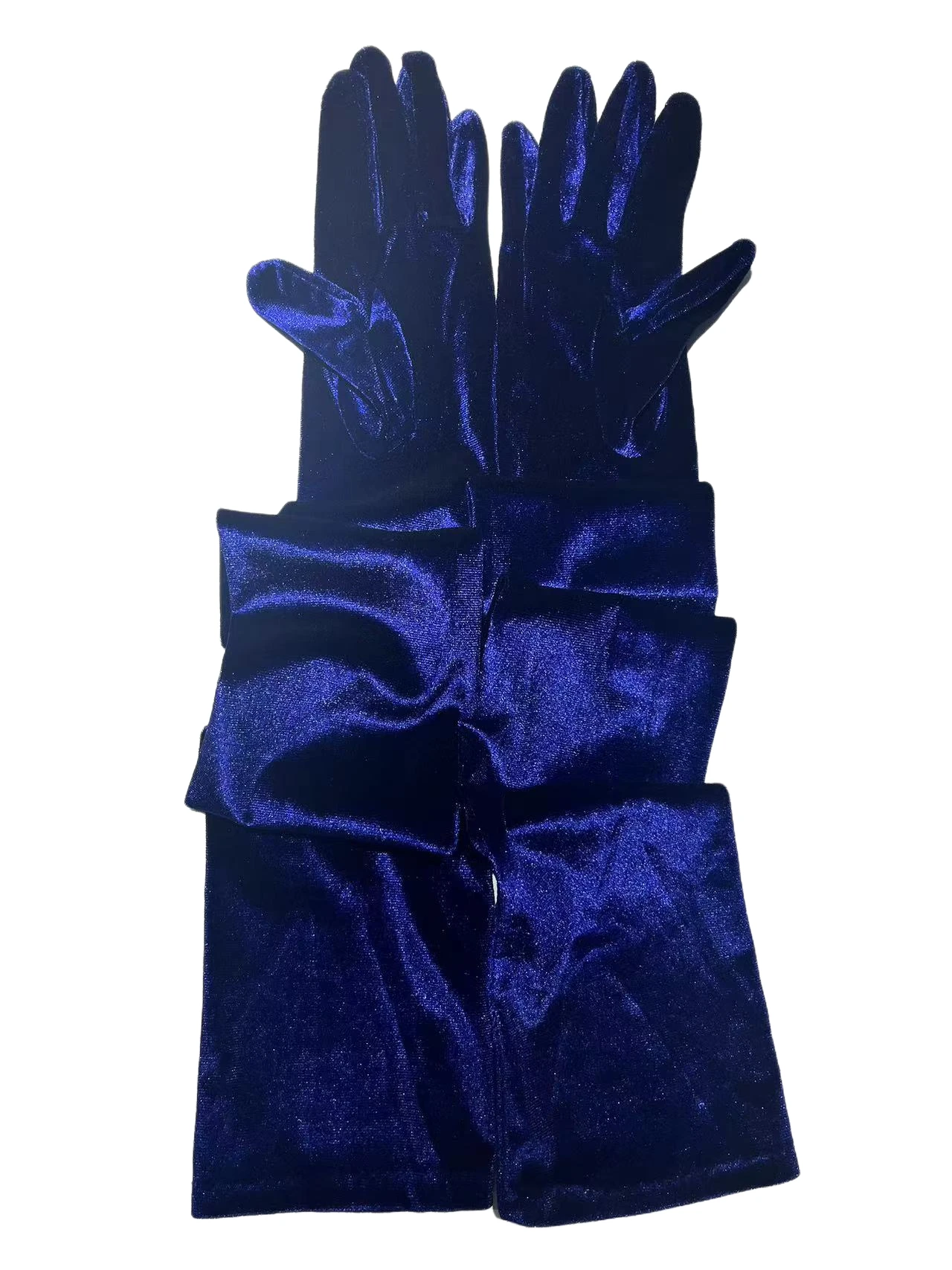 LaSally Women's Velvet Gloves Navy Blue 70cm Long Stretch Soft Big Arm Friendly Evening Wedding Celebrity Dressing Fashion Glove