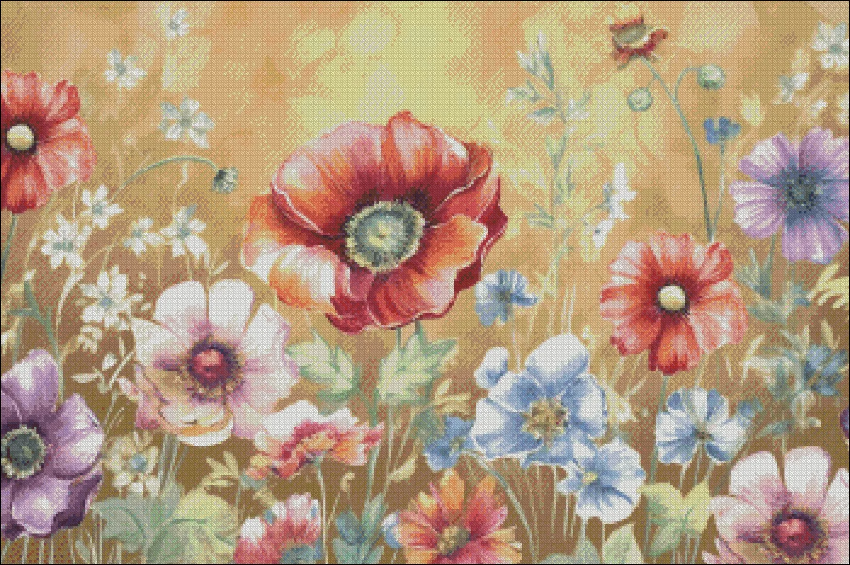 Embroidery Counted Cross Stitch Kits Needlework - Crafts 14 ct DMC Color DIY Arts Handmade Decor - Wildflower Medley