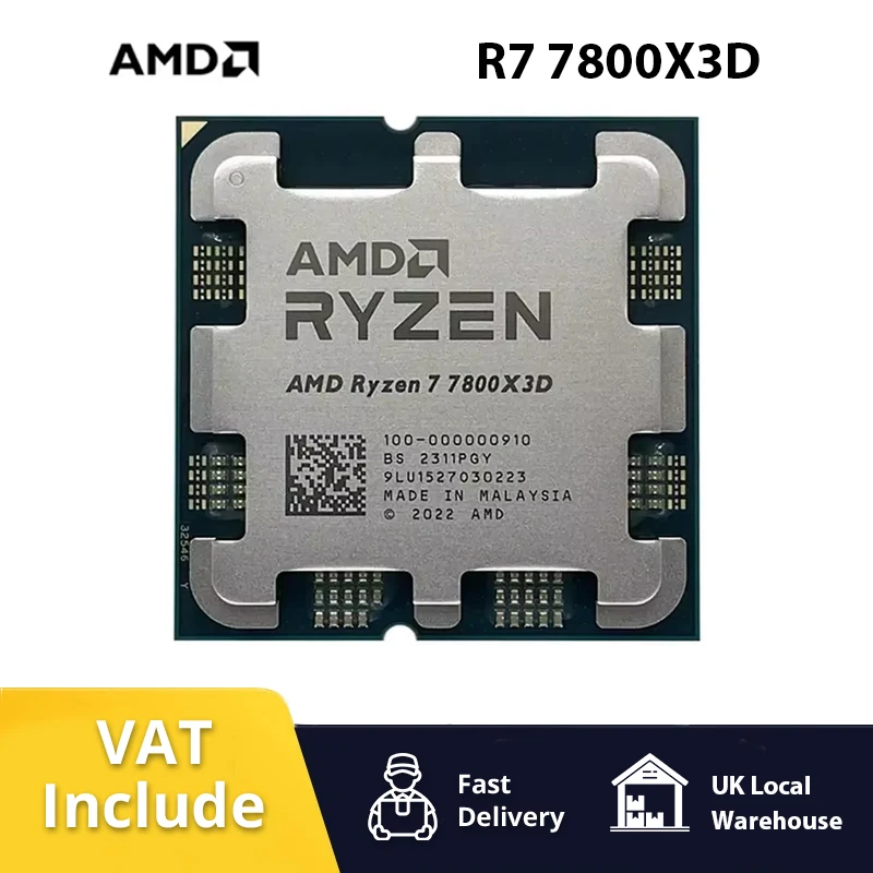AMD RYZEN 7 7800X3D CPU Gaming Processor AMD R7 7800X3D 8-Core 16-Thread 5NM 96M Socket AM5 Without Fan Game Cache Hot No Fan