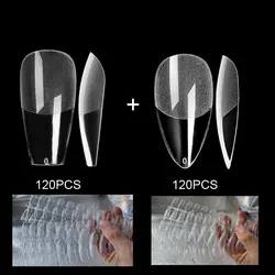 Press on False Nails Fake Nails Coffin Semi Frosted Full Cover Mid Length Nail Tips Art Accessories Tool For 240pcs Each Bag