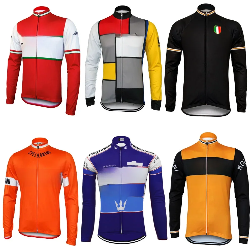 AliExpress Retro Long Sleeves Cycling Jersey Men Molteni Bike Clothing Thin Outdoor Sports Jersey MTB